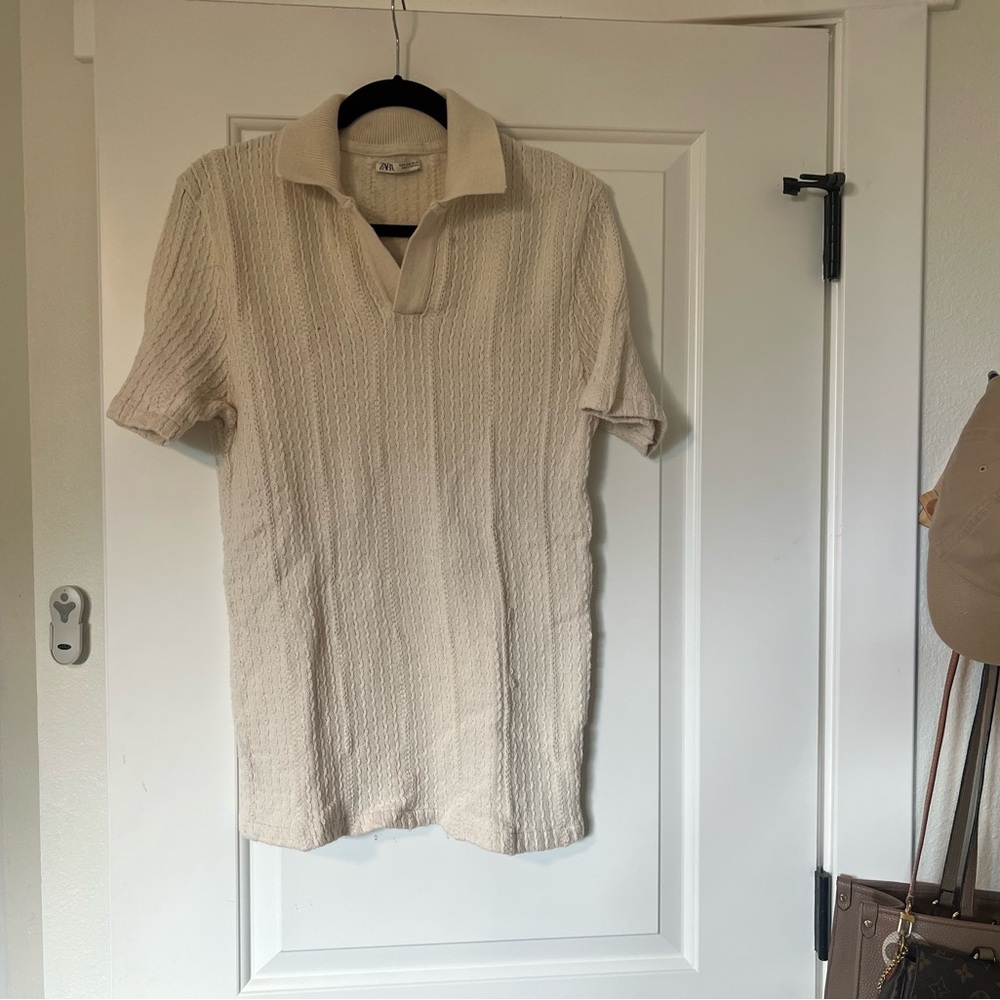 Zara Cream Polo Shirt Classic Design